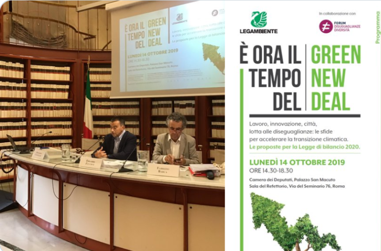 Legge bilancio. Le proposte di Legambiente e Forum Disuguaglianze: ‘È ora il tempo del GreenNew Deal’