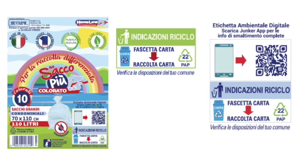 5 Etichette per la gestione dei rifiuti - Formato COMMUNITY (18x23cm) -  INDIFFERENZIATA