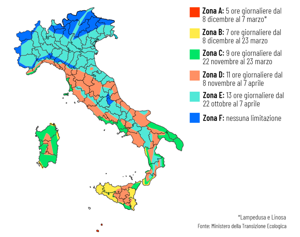 Mappa MiTe accensione riscaldamenti