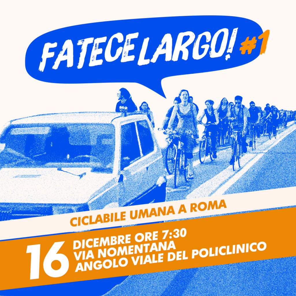 Il 16 dicembre arriva anche a Roma la prima ciclabile umana