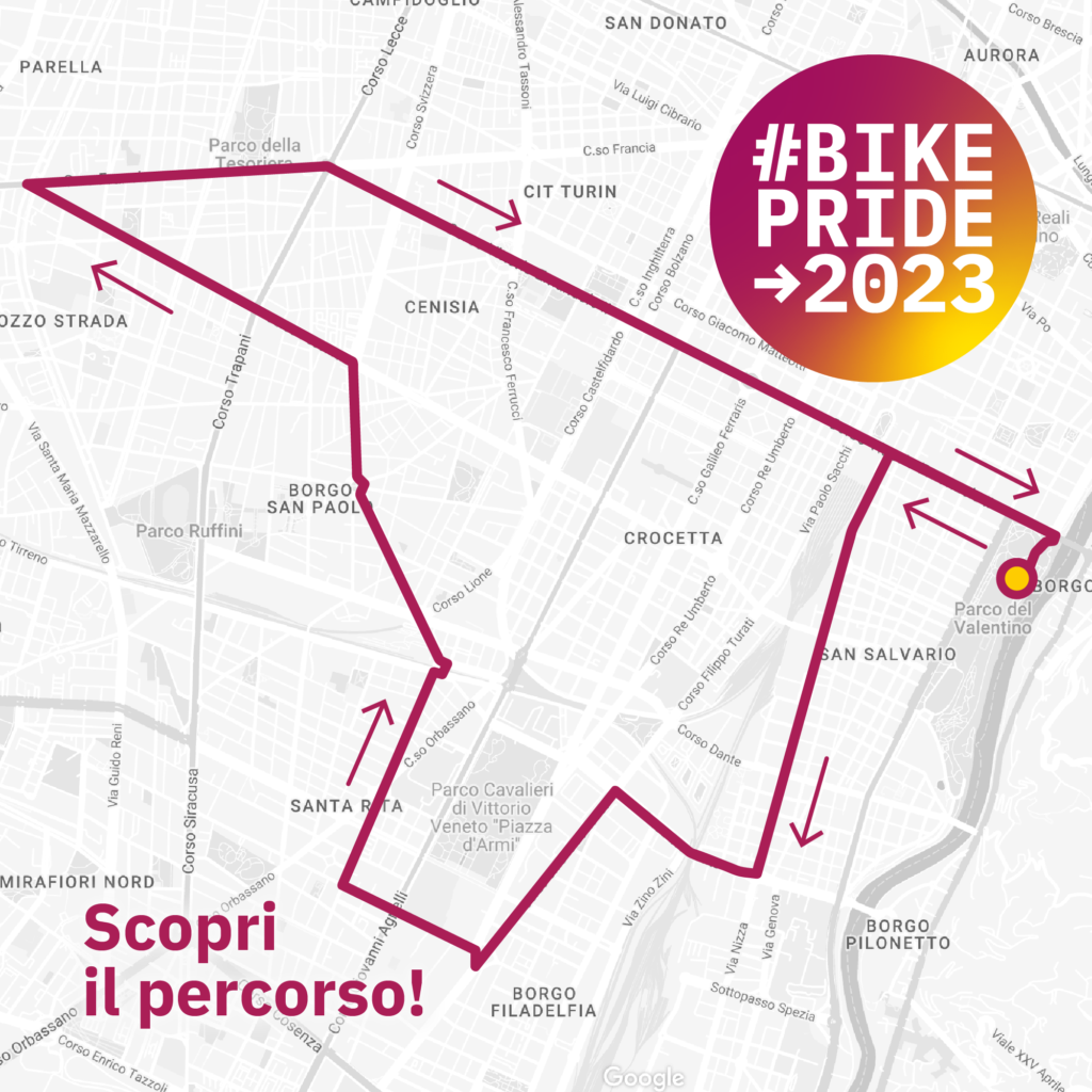 Torino, il percorso del "Bike Pride" di domenica 22 ottobre