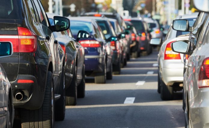 traffic jam or automobile collapse in a city street road