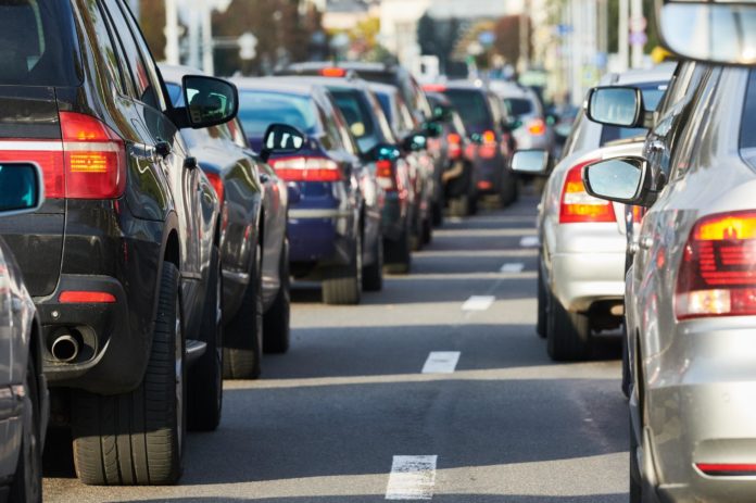 traffic jam or automobile collapse in a city street road