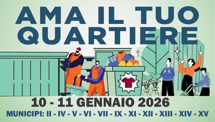 Roma Ama il tuo quartiere raccolta rifiuti 10 11 gennaio