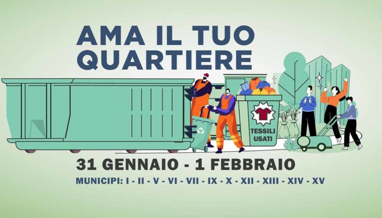 Roma, “Ama il tuo quartiere”: raccolta rifiuti ingombranti il 31 gennaio e 1 febbraio