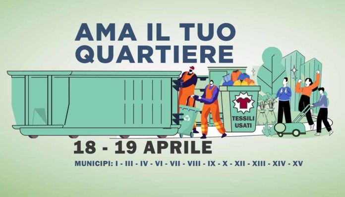 Roma, “Ama il tuo quartiere”: raccolta straordinaria rifiuti il 18 e 19 aprile