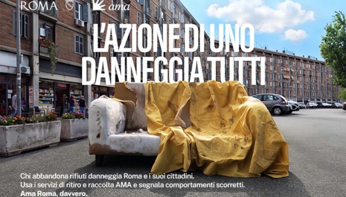 Roma AMA campagna abbandono rifiuti Roma AMA campagna abbandono rifiuti