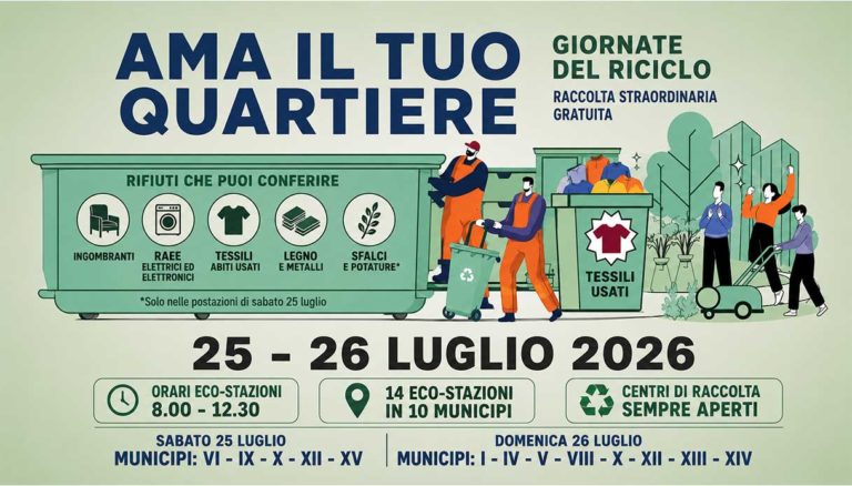 Roma, 25-26 luglio torna "Ama il tuo quartiere" per i rifiuti ingombranti