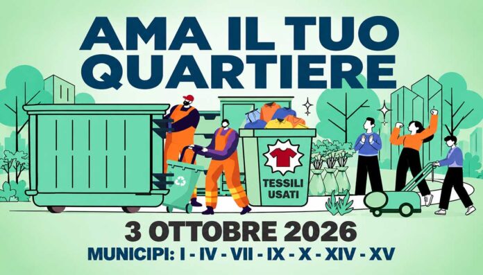 Roma, il 3 ottobre torna Ama il tuo quartiere per la raccolta dei rifiuti Roma 3 ottobre rifiuti ingombranti